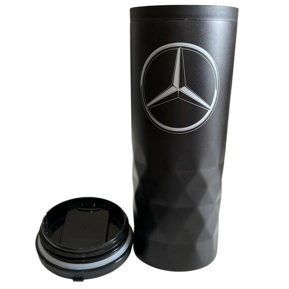 Mercedes Benz Logo 16oz Travel Tumbler Coffee Mug Matte Black Beveled - Picture 1 of 7